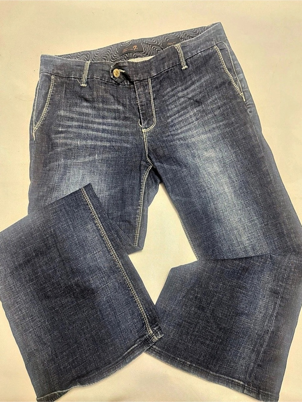 Seven7 Jeans Women’s Size 14 Bootcut Dark Wash Stretch Denim Contrast Stitch